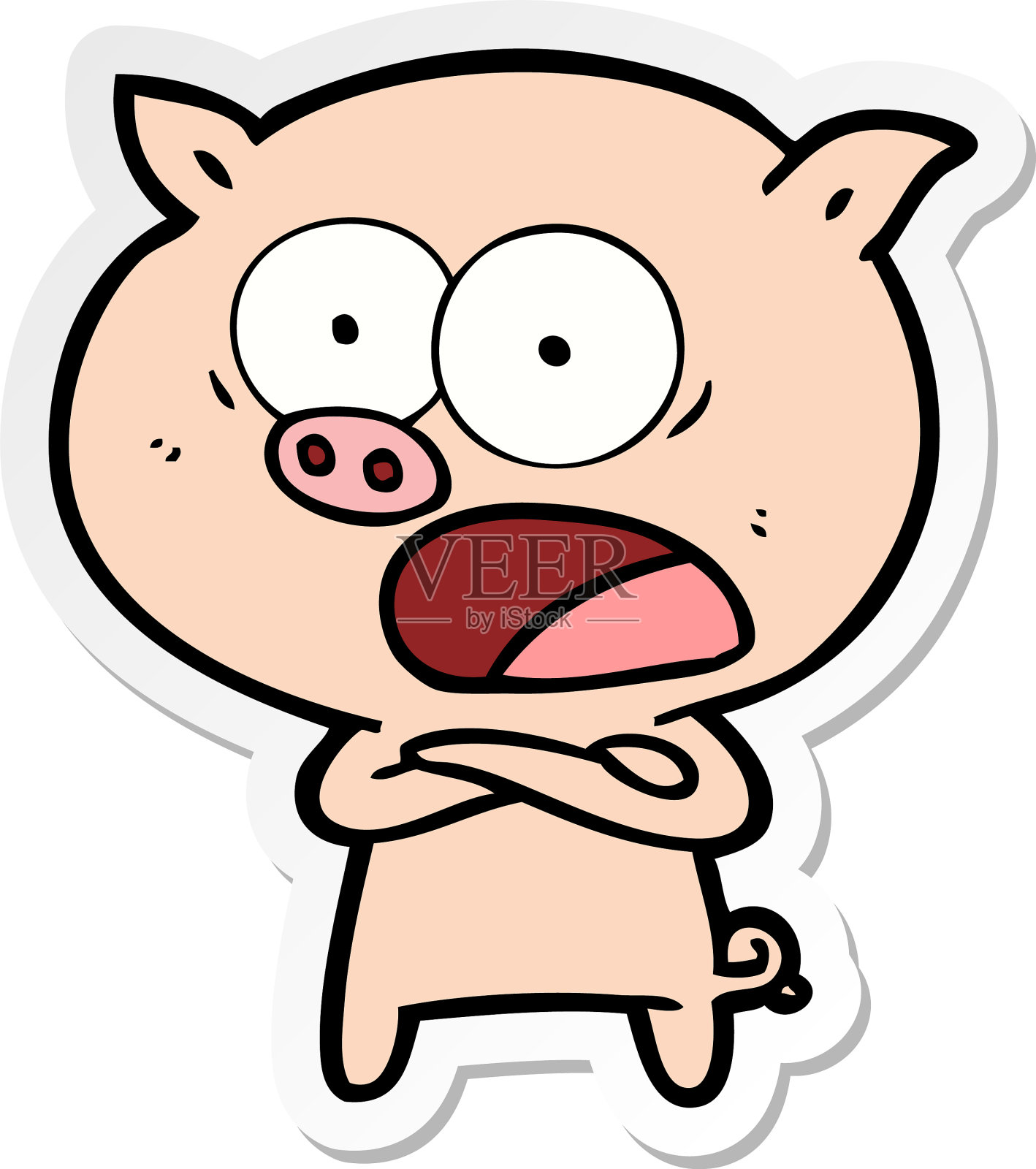 卡通猪的呐喊贴纸设计元素图片