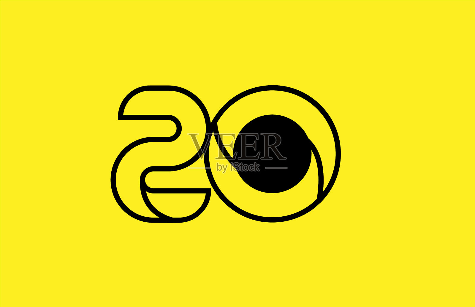 黄色黑线编号20标志公司图标插画图片素材