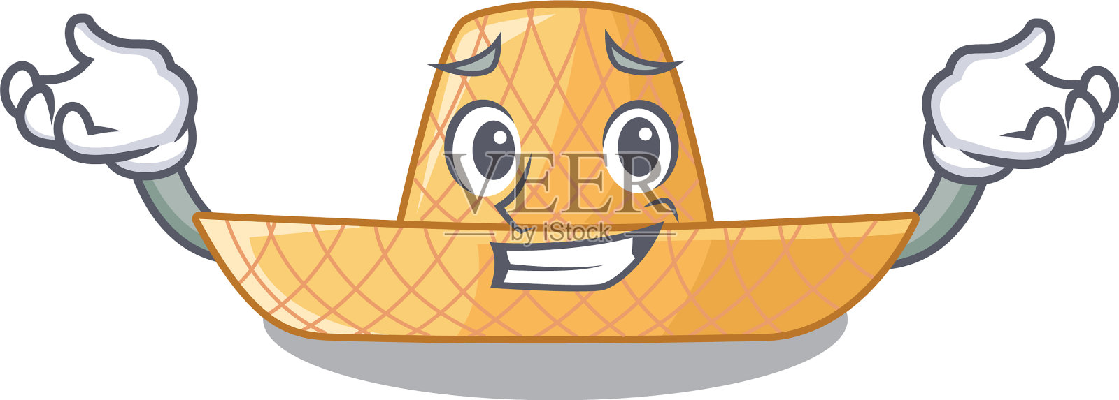 咧嘴笑的草帽形状的吉祥物插画图片素材