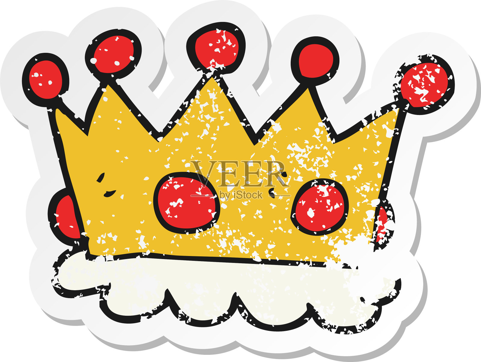 一个卡通皇冠的复古复古贴纸设计元素图片