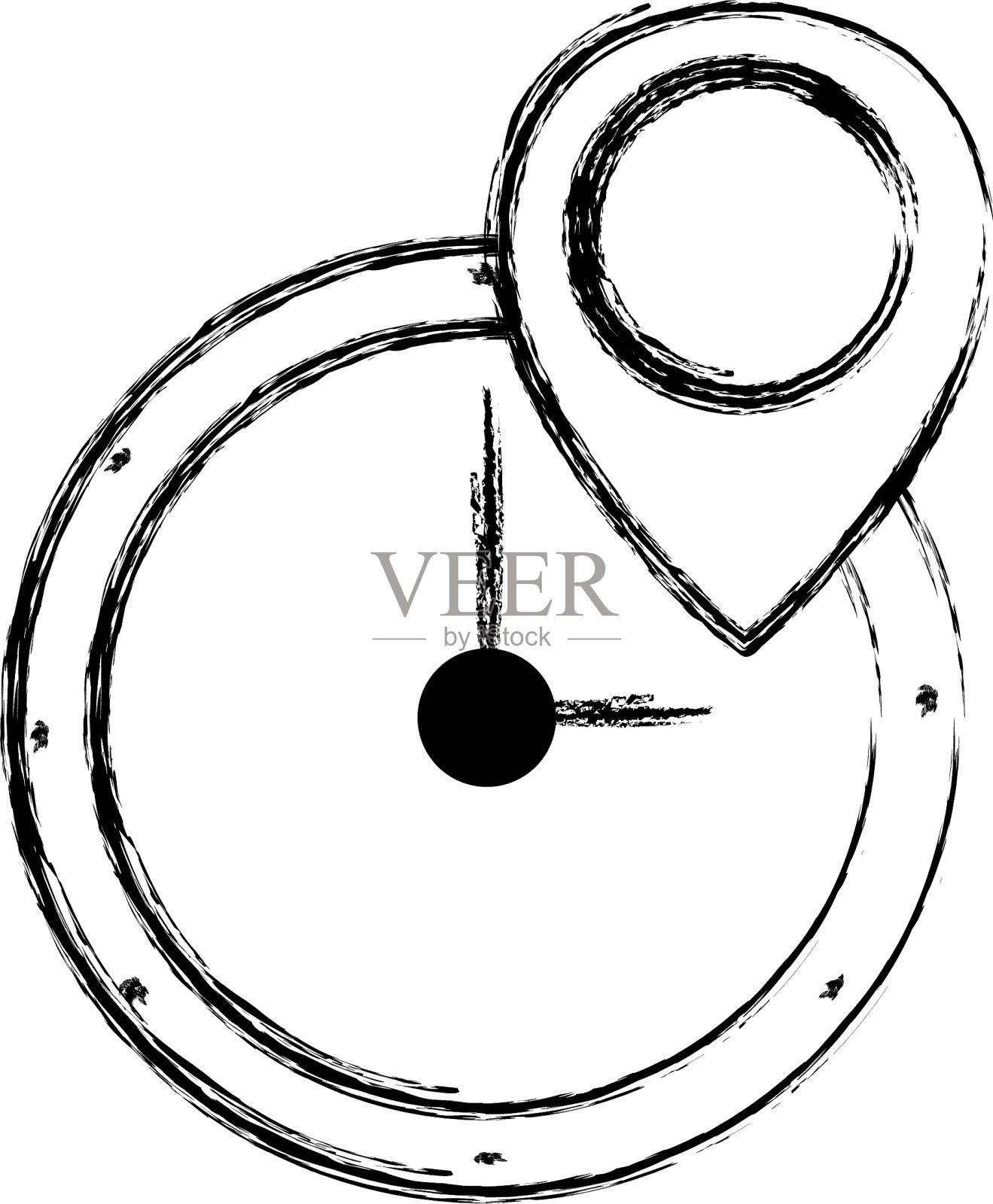 图挂钟设计与位置符号插画图片素材