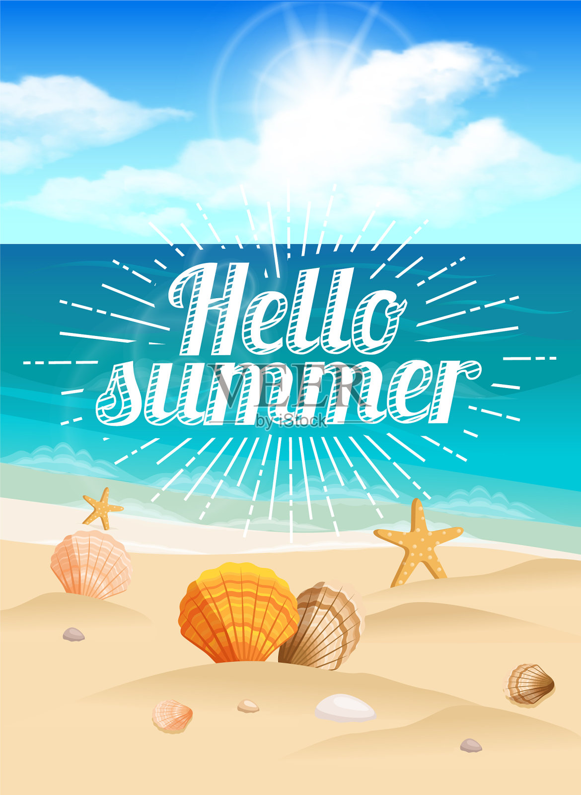 明信片美丽的风景海滩插画图片素材