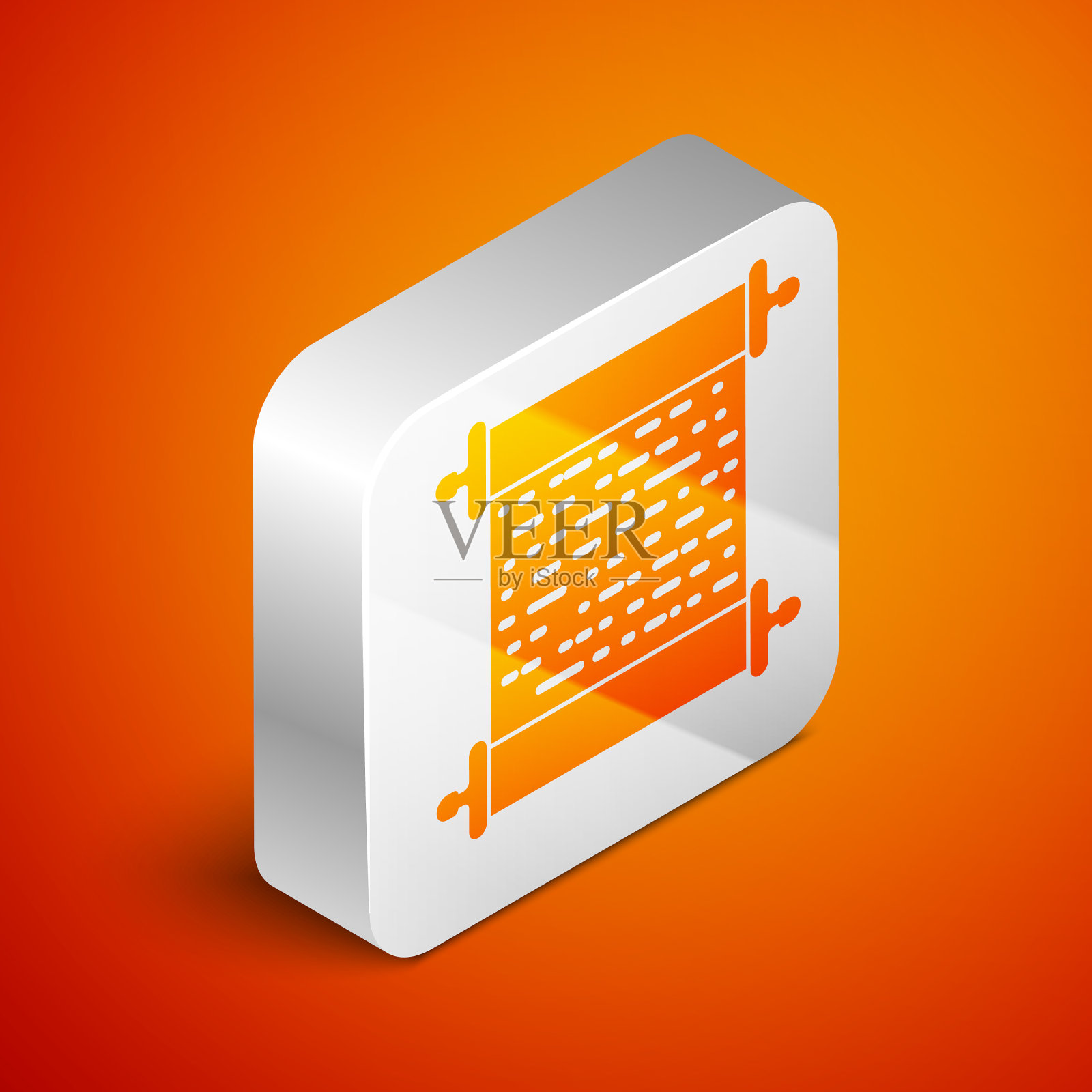 等距纸滚动图标隔离在橙色插画图片素材