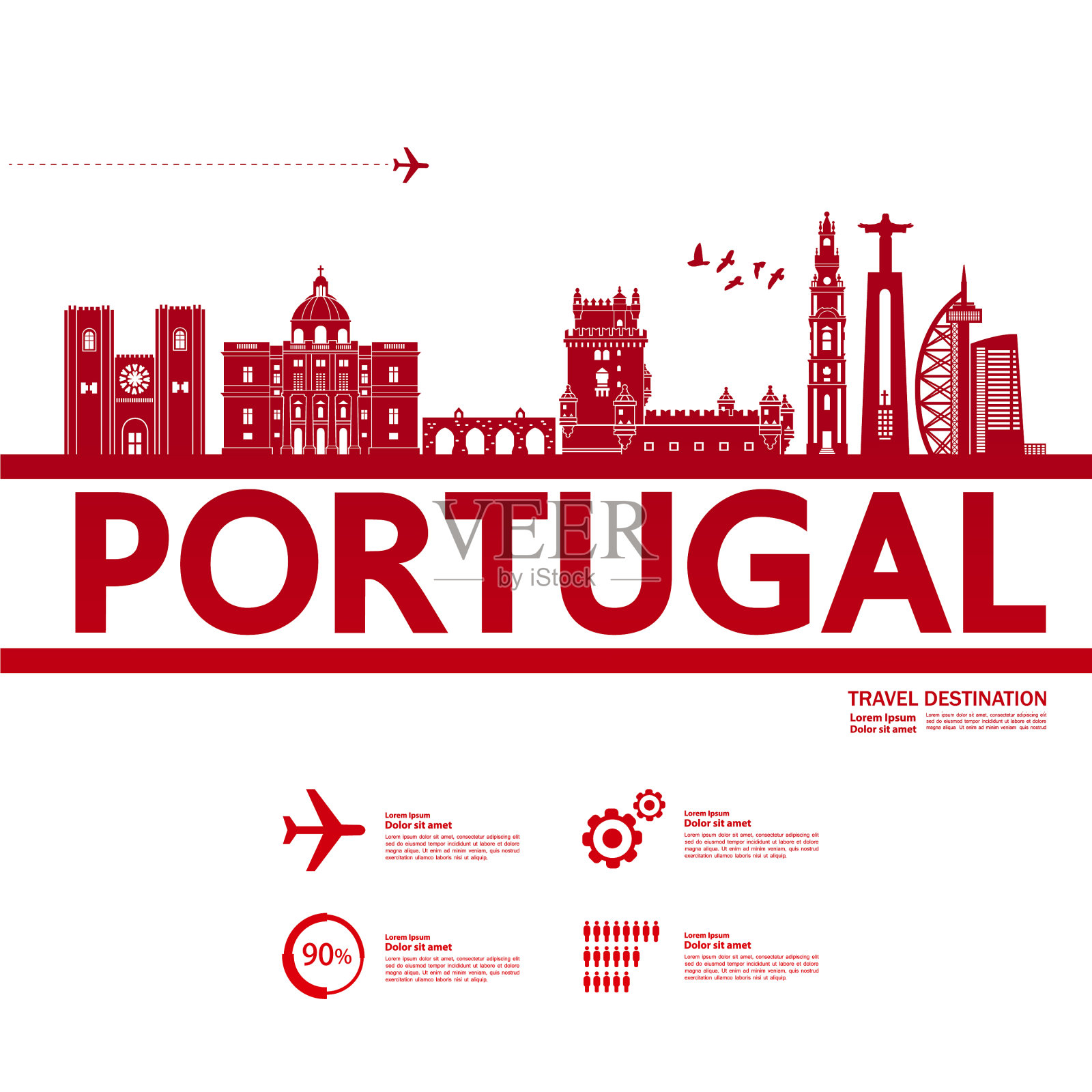 葡萄牙旅游目的地插画图片素材