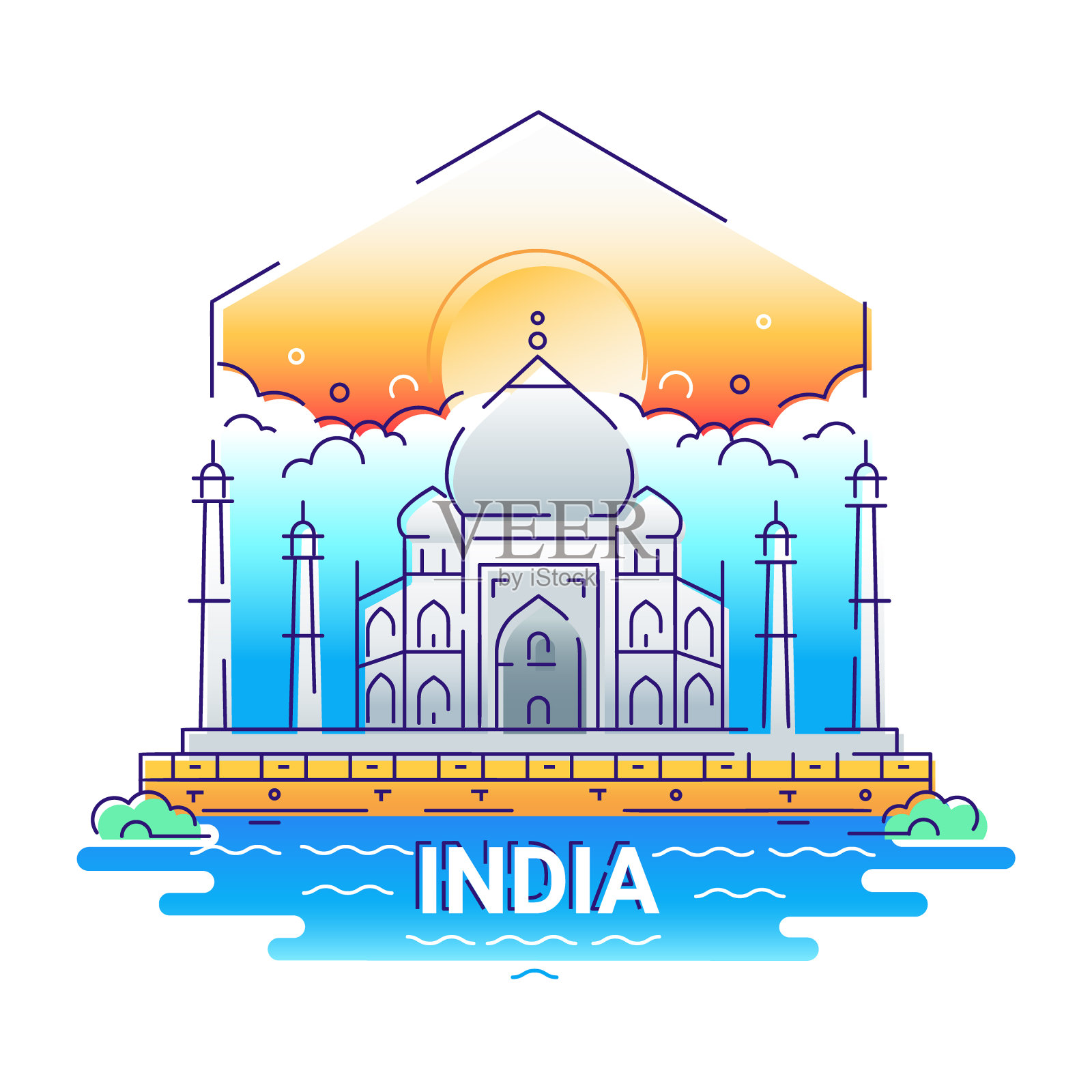 印度-现代线路旅行设计元素图片