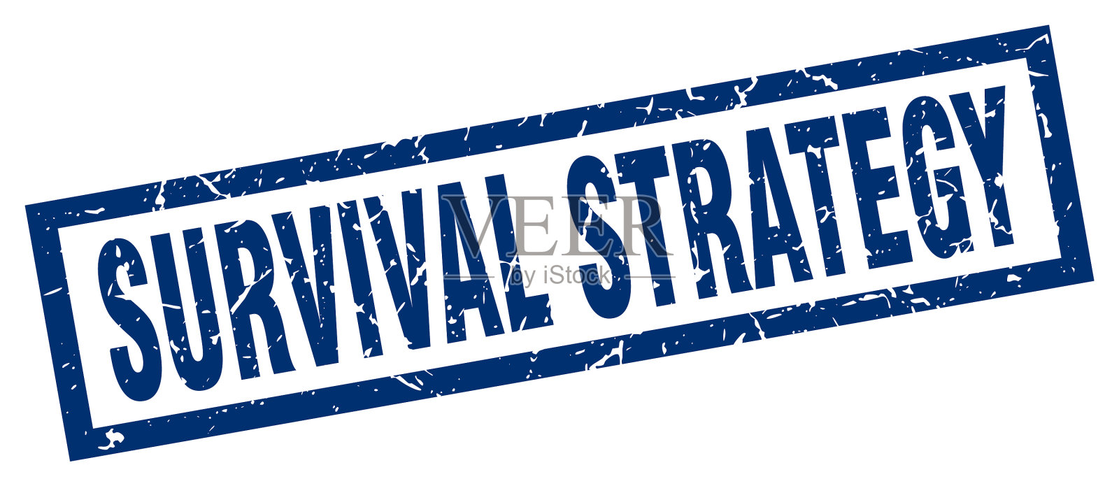 方形垃圾蓝色生存策略图章插画图片素材