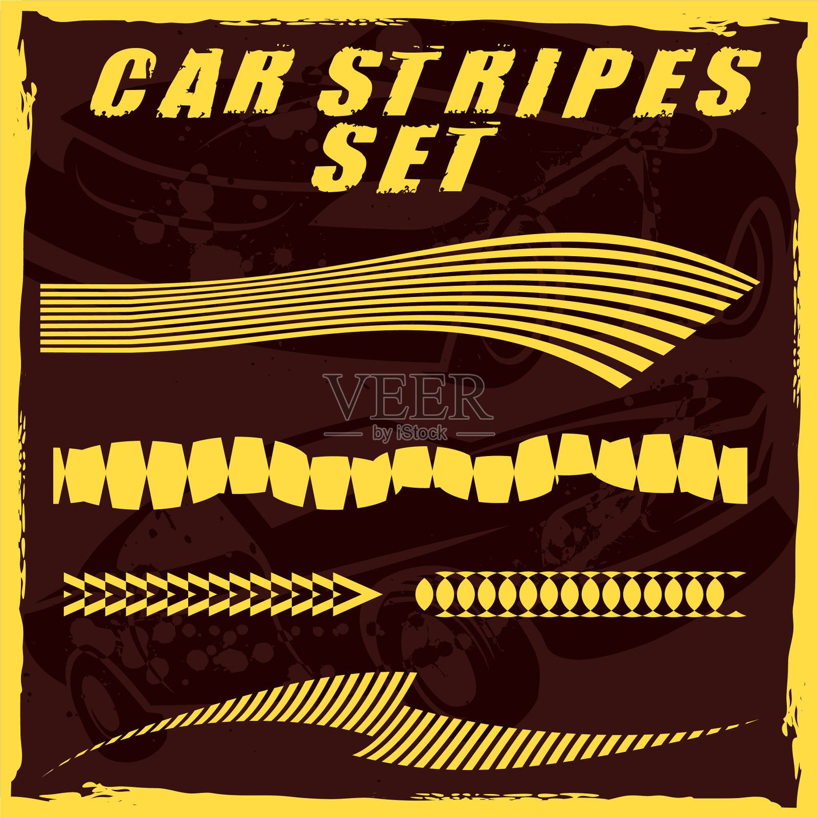 汽车条纹设计设置打印和切割在乙烯基上插画图片素材