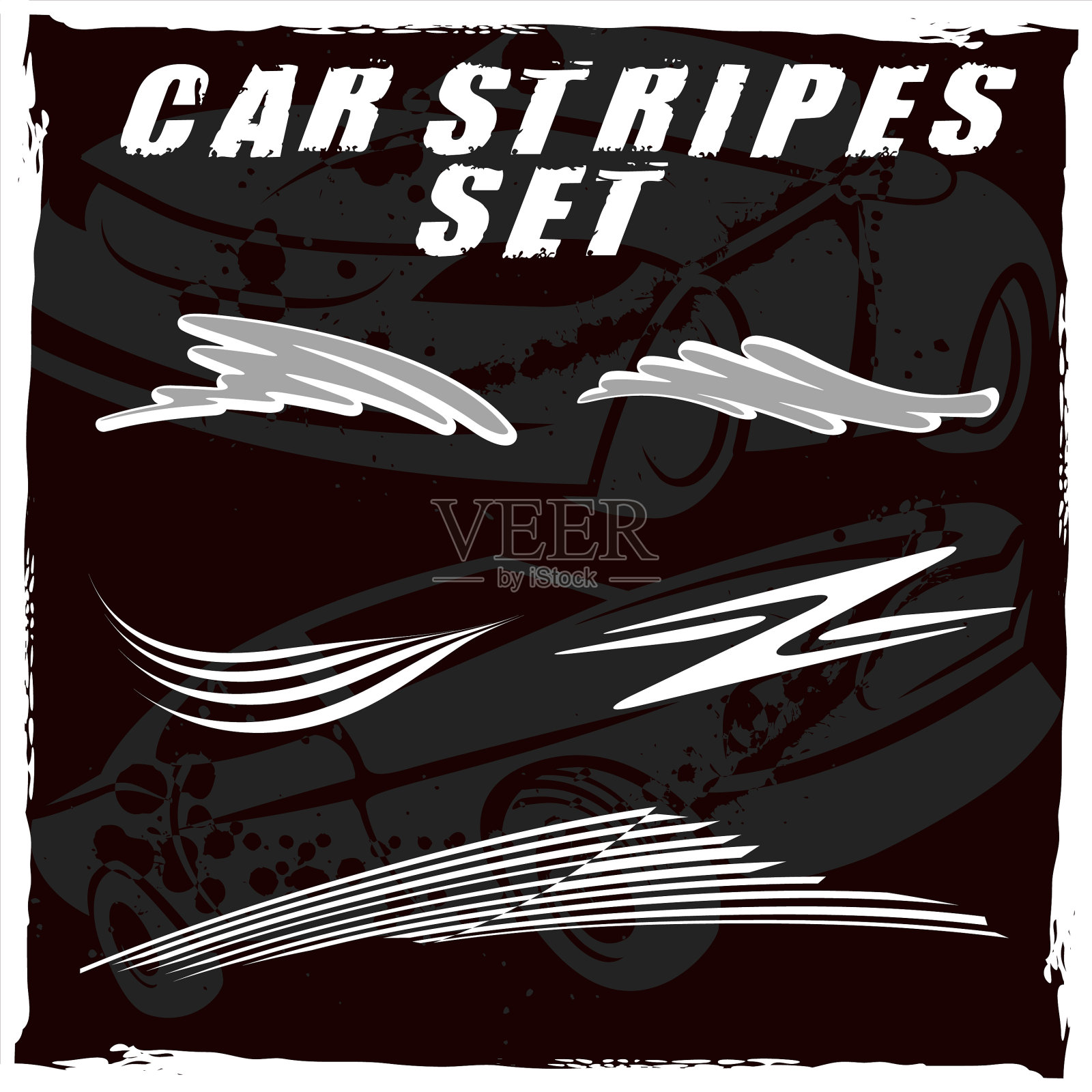 汽车条纹设计设置打印和切割在乙烯基上插画图片素材