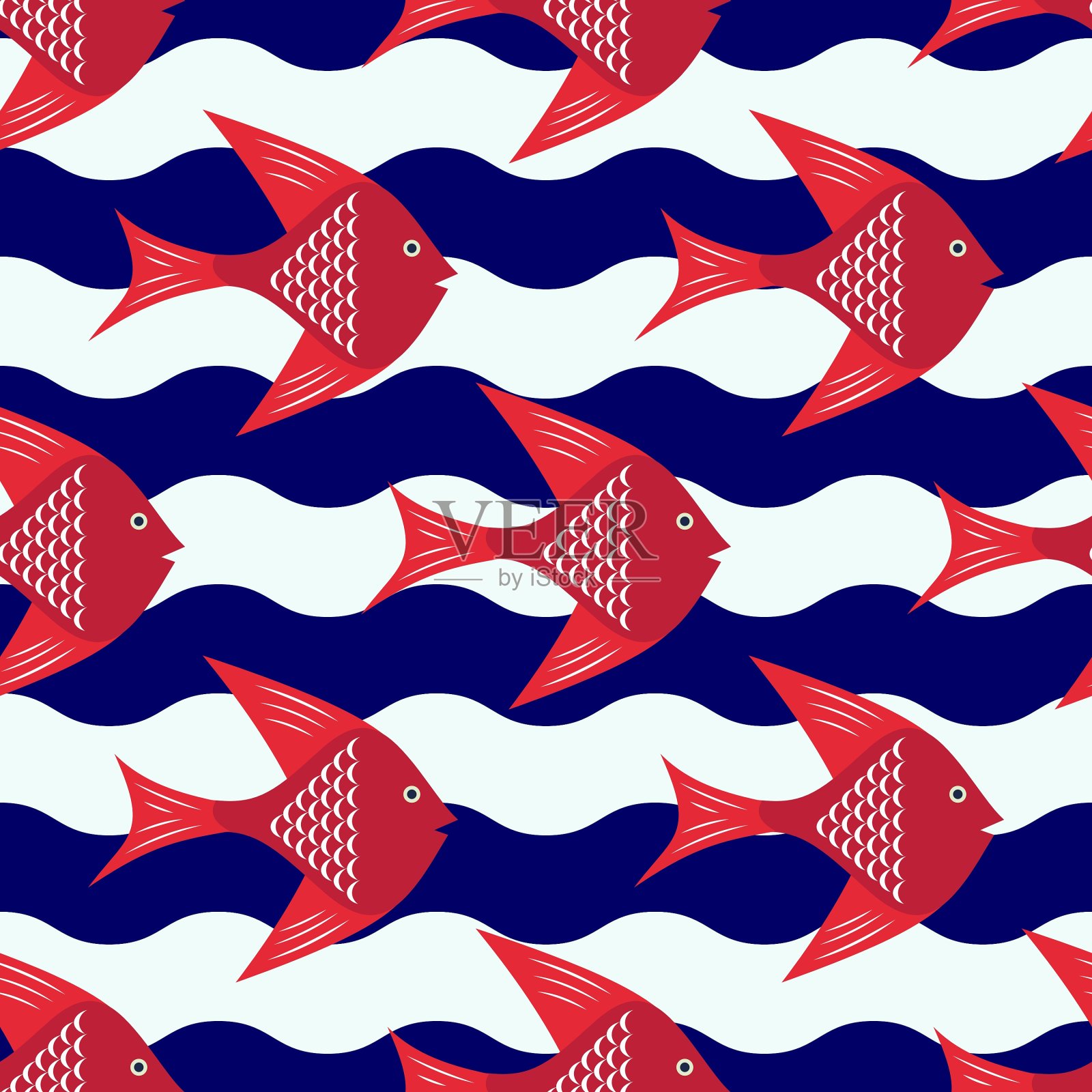 快乐的鱼模式插画图片素材