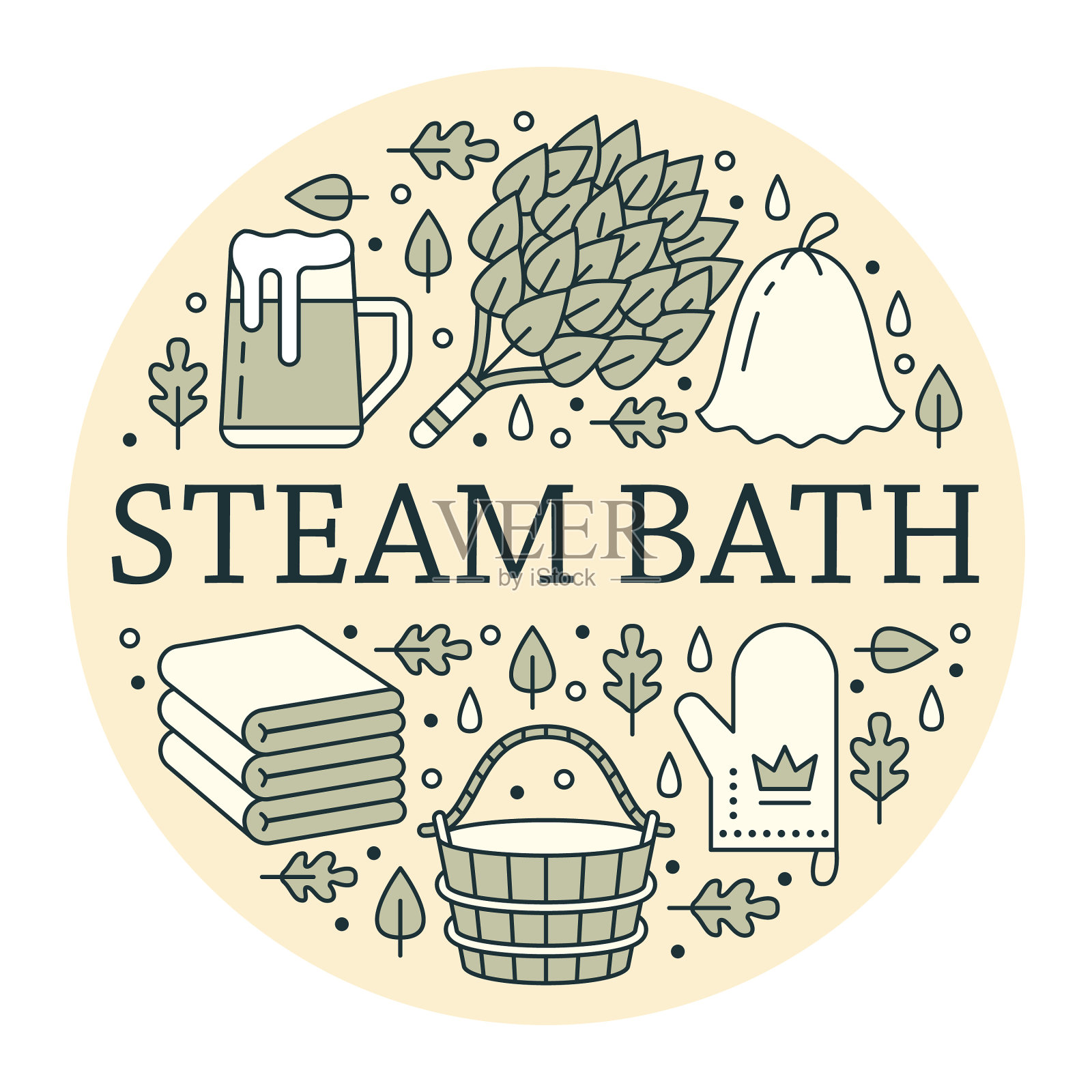 蒸汽浴室的桑拿横幅设计元素图片