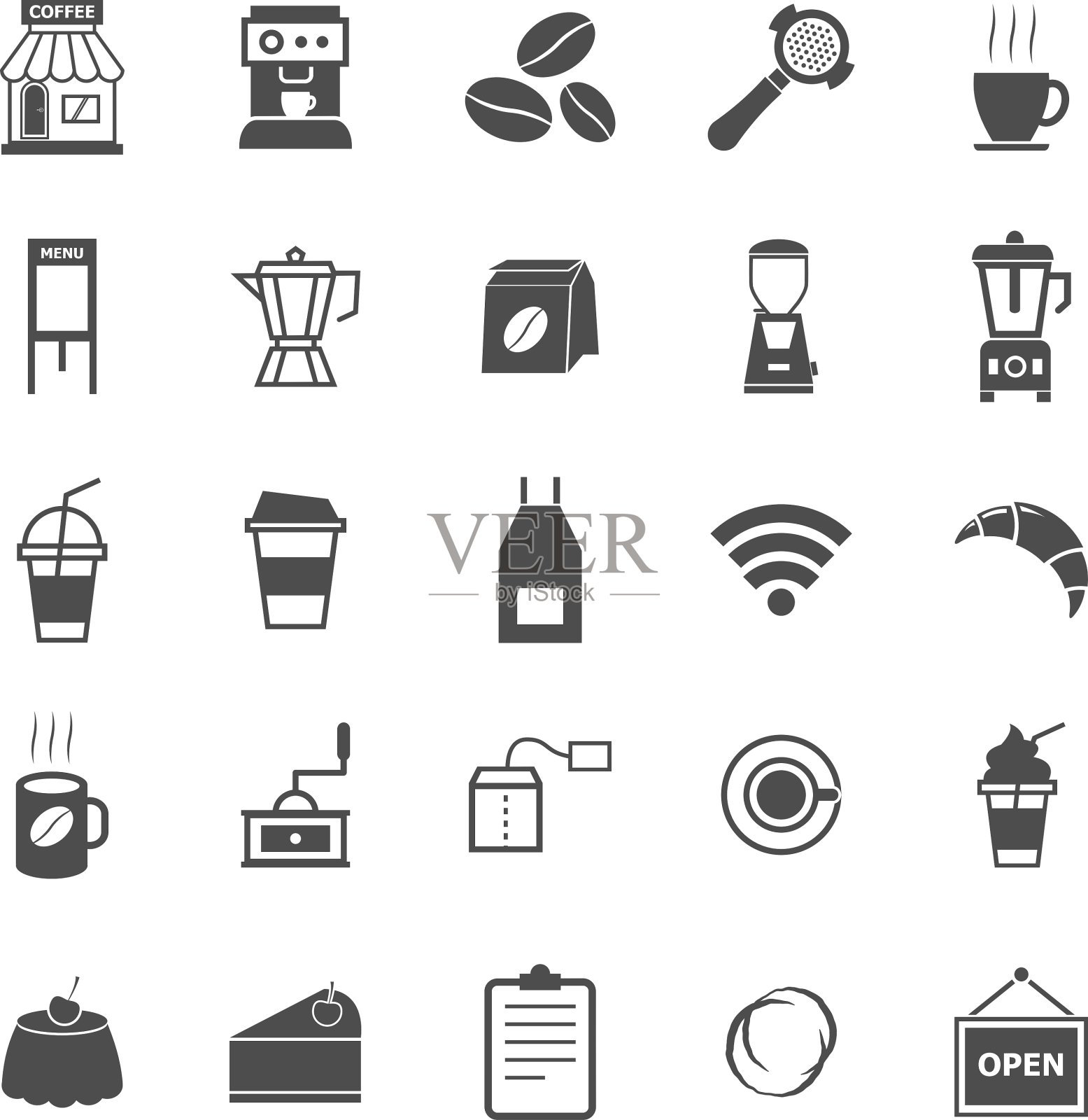 白色背景上的咖啡店图标图标素材