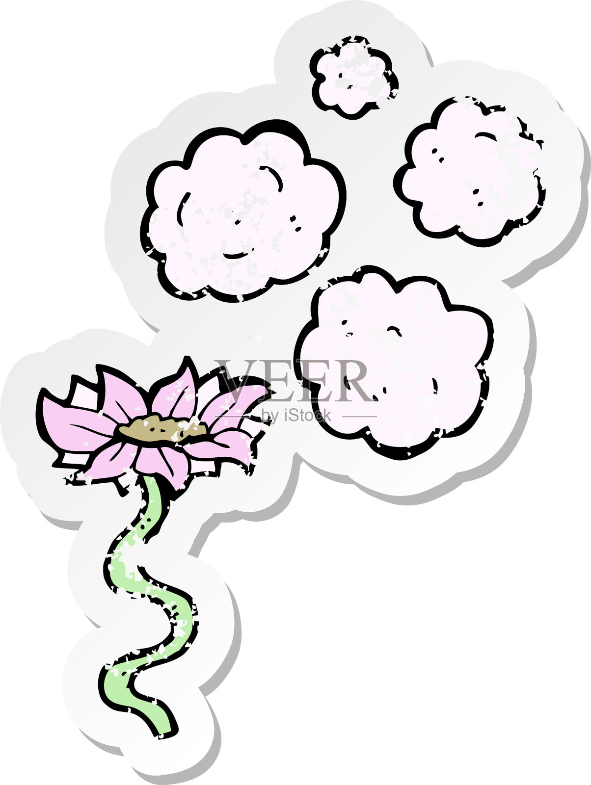 复古心疼贴纸的卡通花设计元素图片