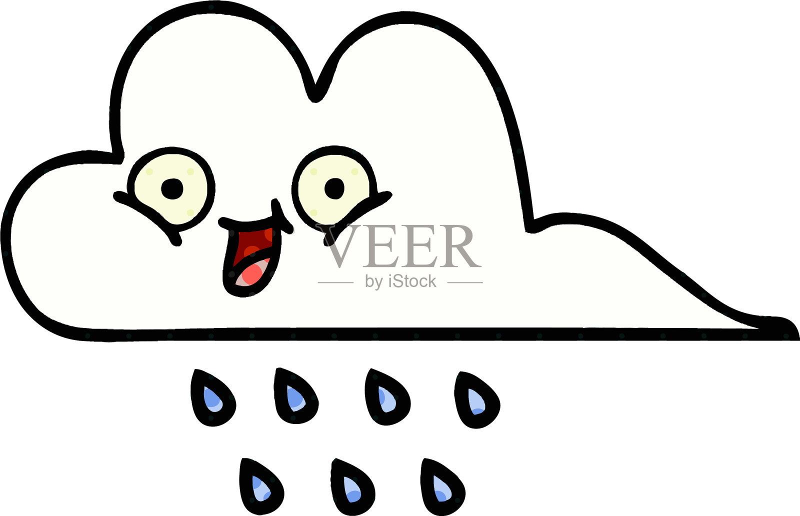 漫画风格的卡通雨云插画图片素材