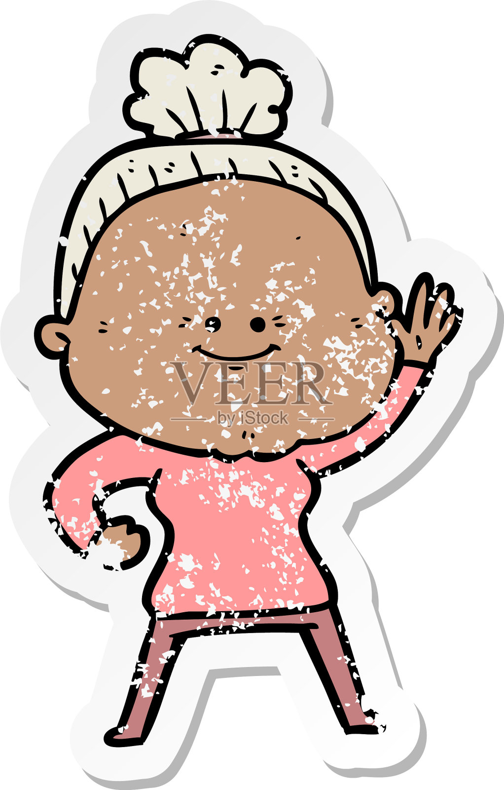 一个卡通快乐老妇人的苦恼贴纸设计元素图片