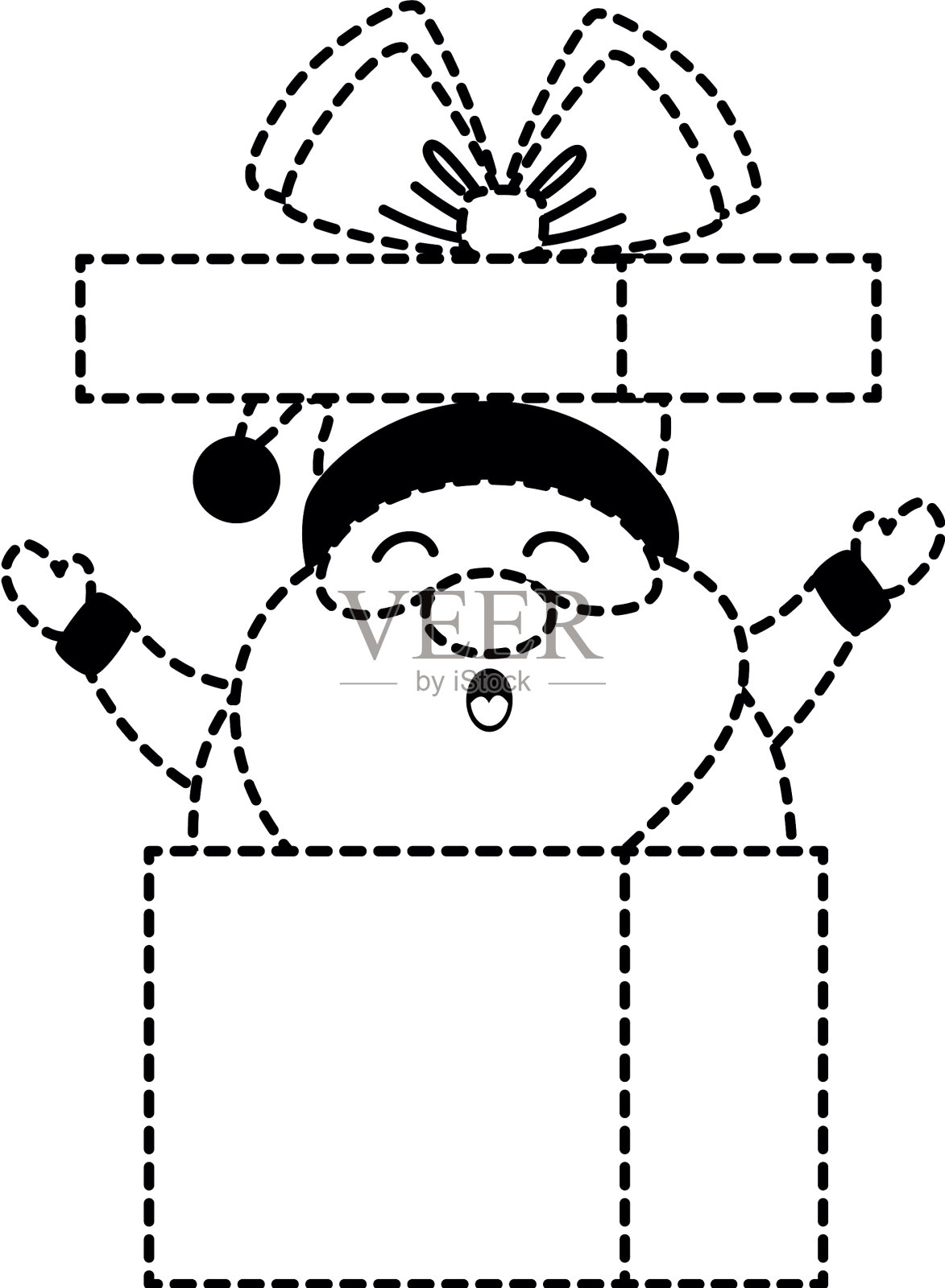 可爱的圣诞老人在礼盒人物插画图片素材