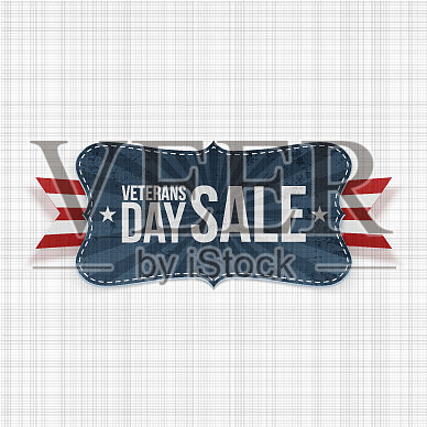 带着丝带和阴影的退伍军人节促销横幅插画图片素材