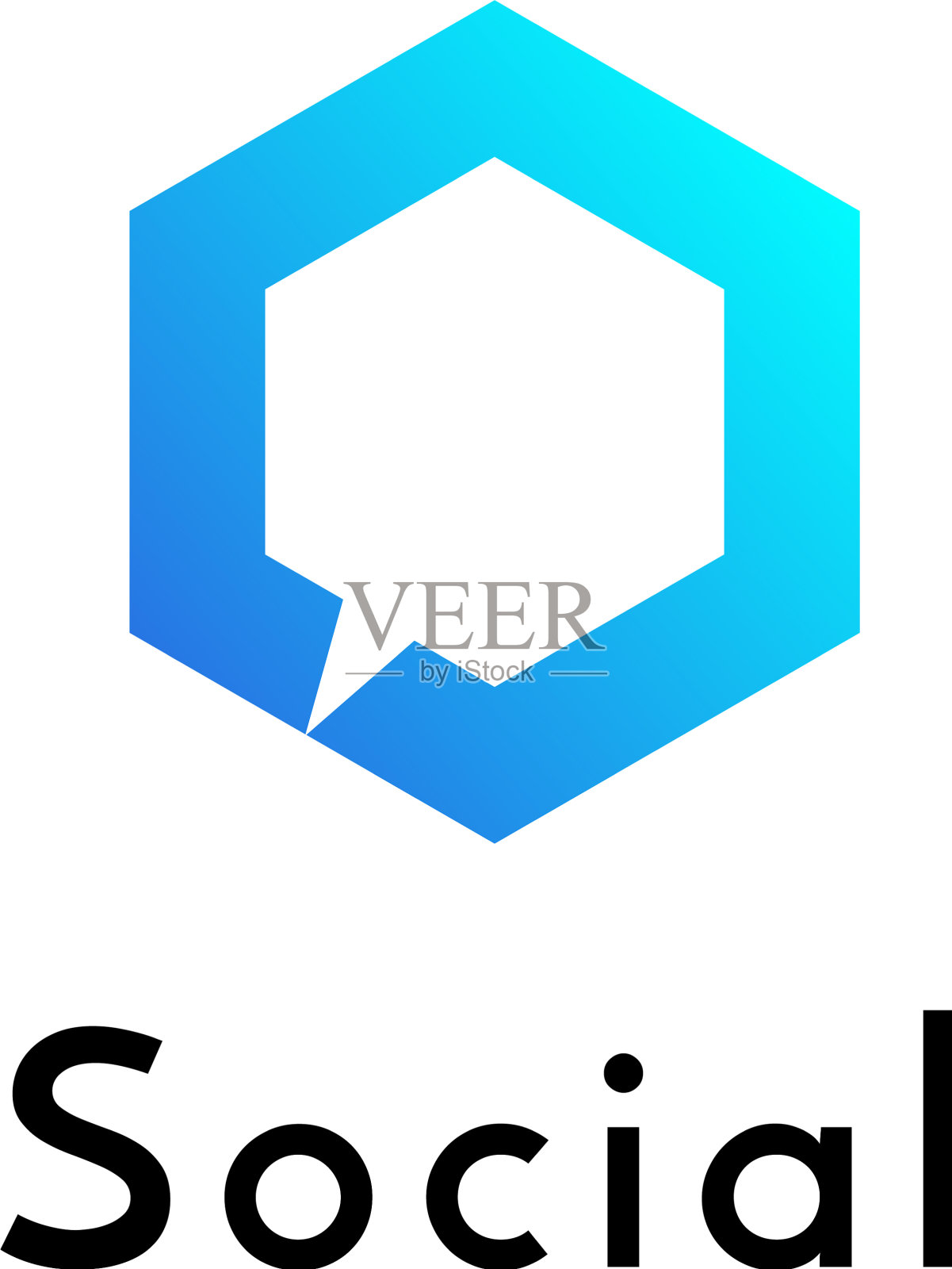 六角形几何社交网络标志设计模板素材