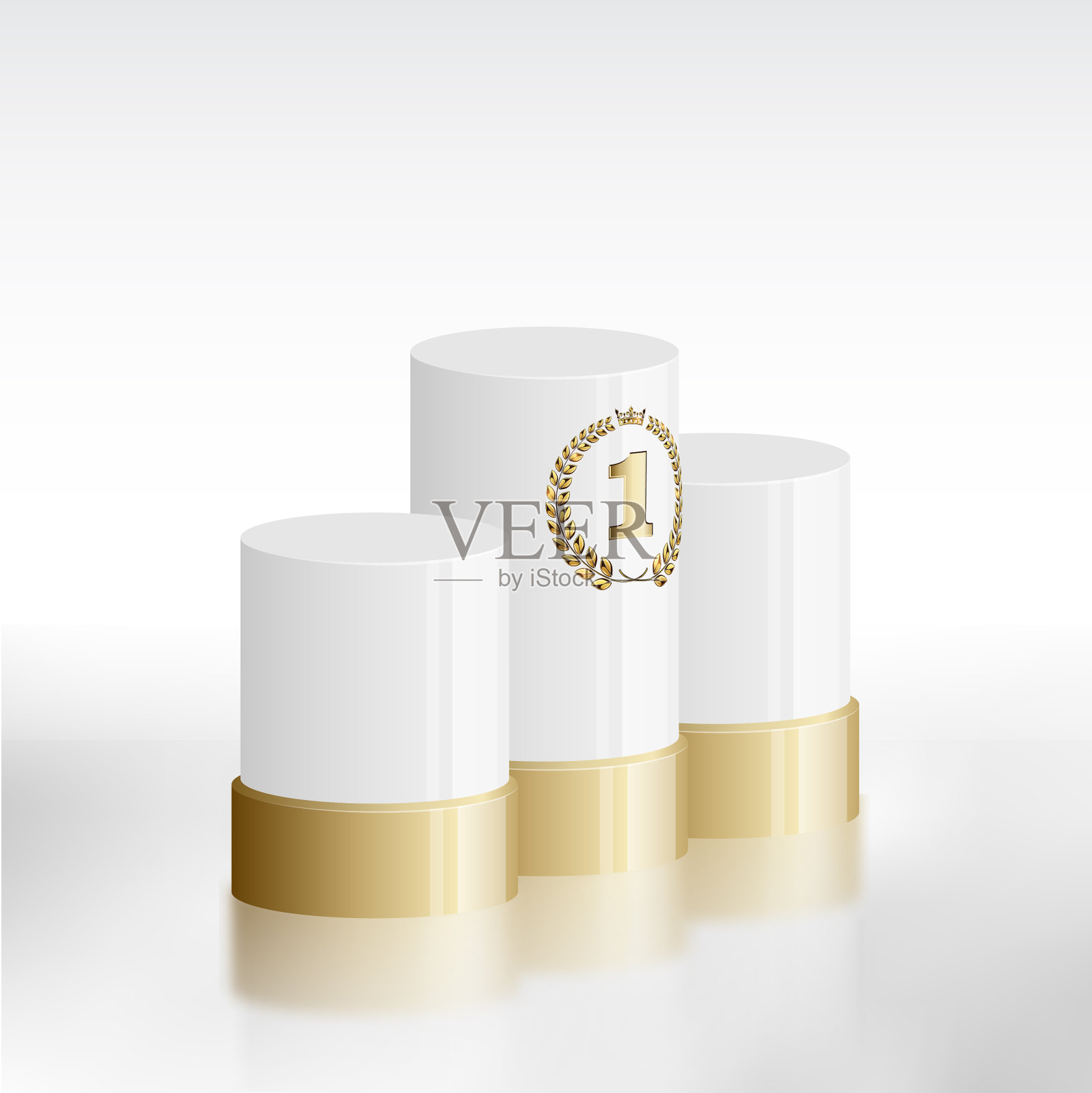 白色获奖者领奖台和金桂冠插画图片素材