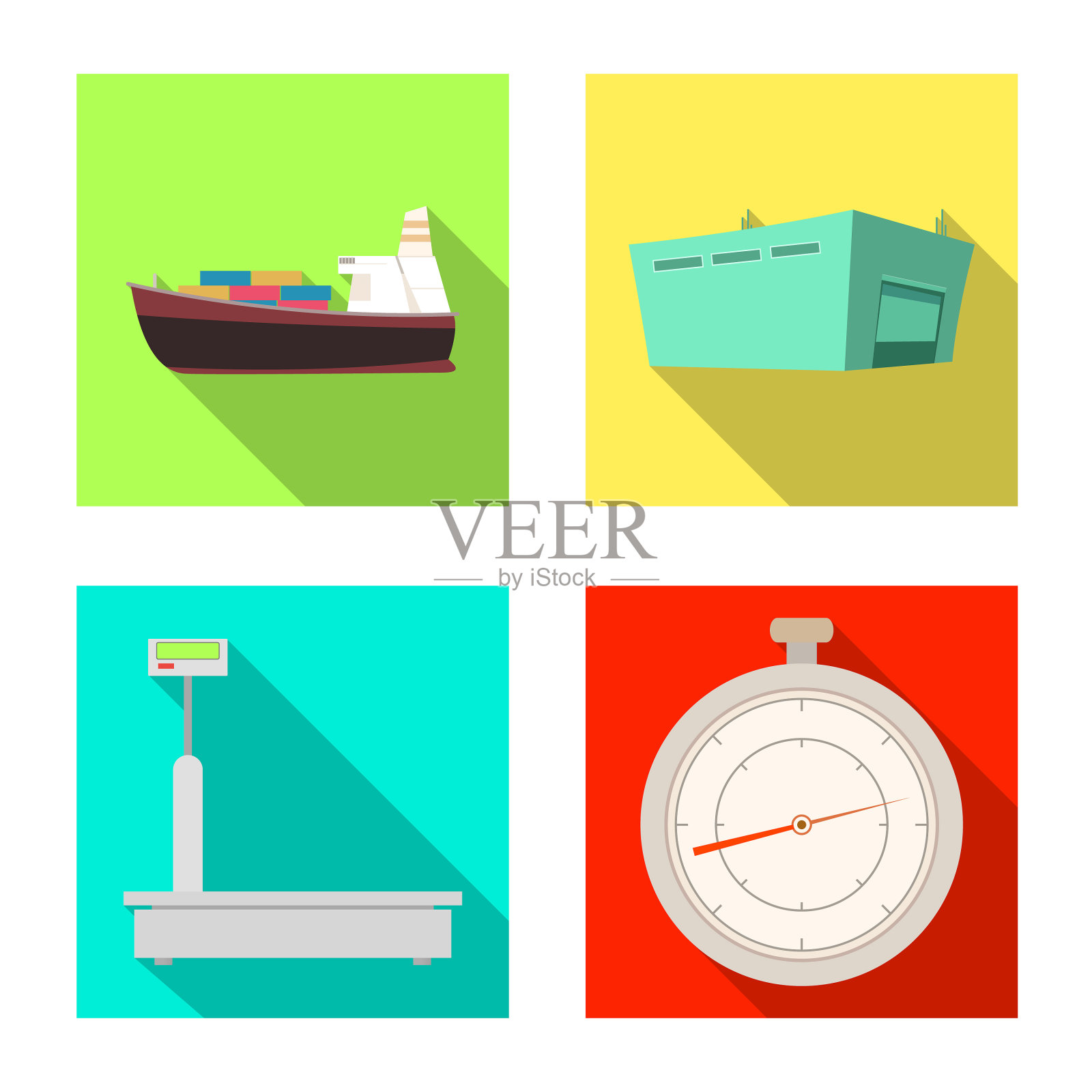 货物孤立对象和货物标志的集合图标素材