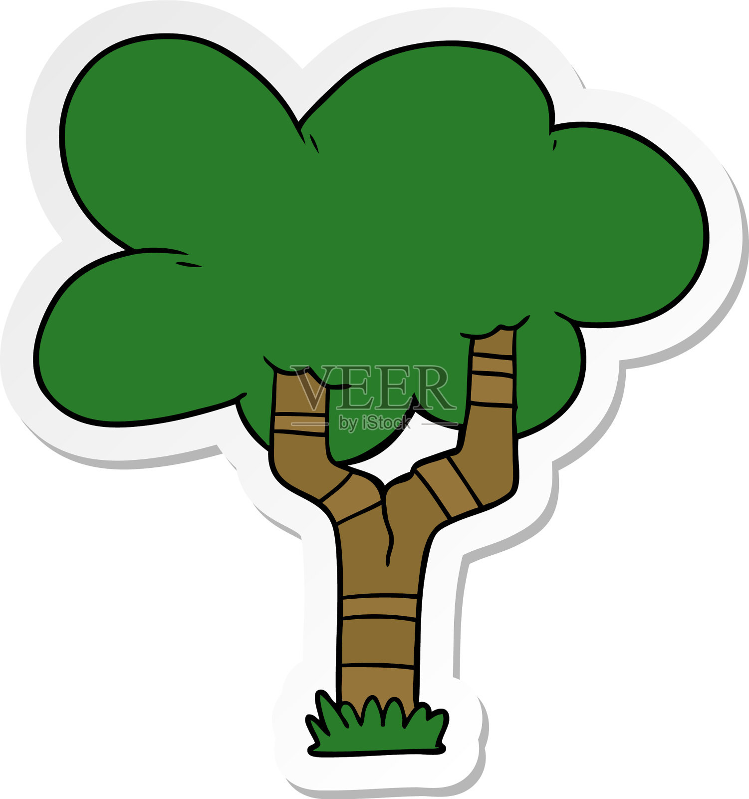 卡通树贴纸设计元素图片