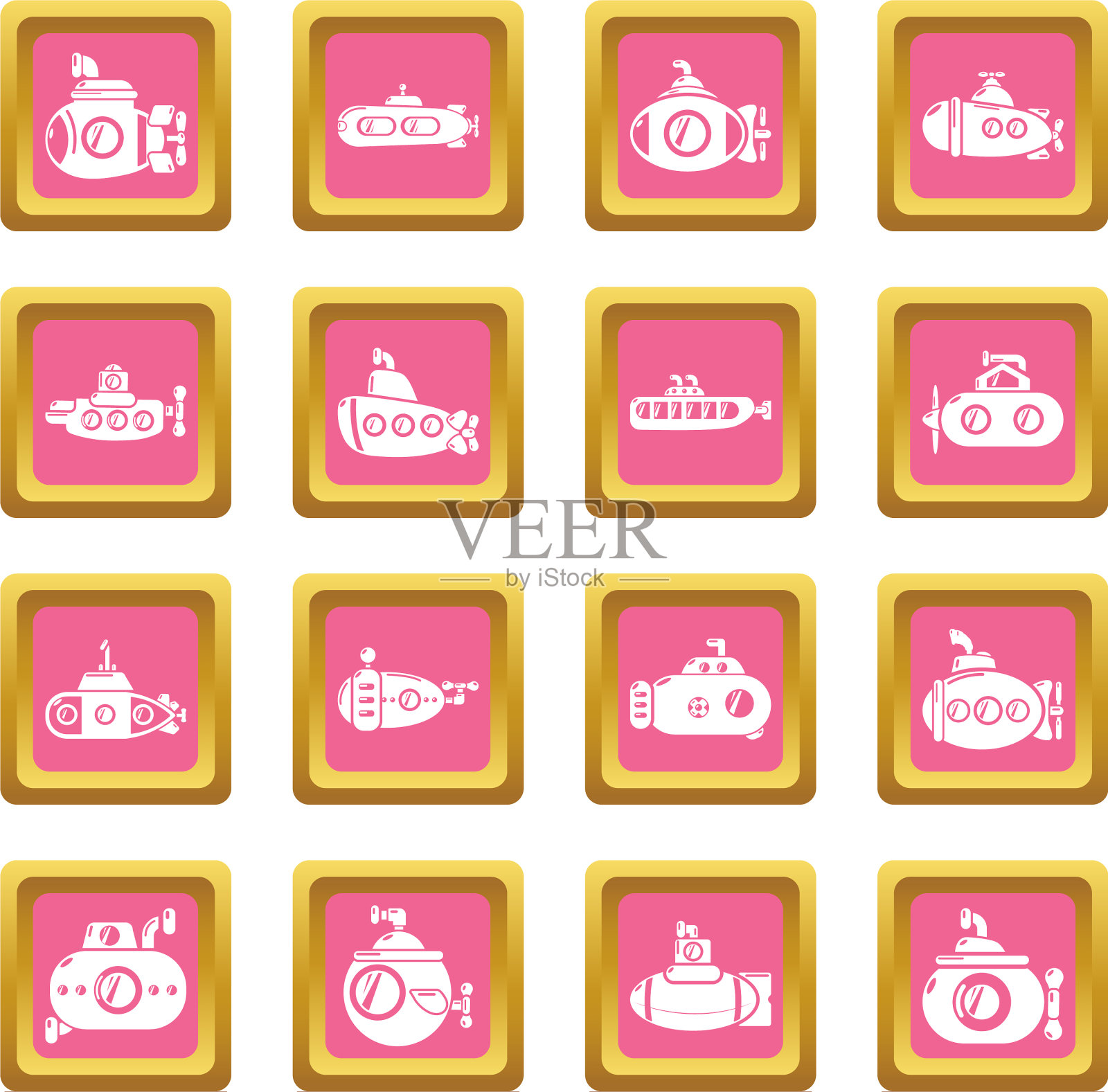 潜艇图标设置粉红色方块图标素材