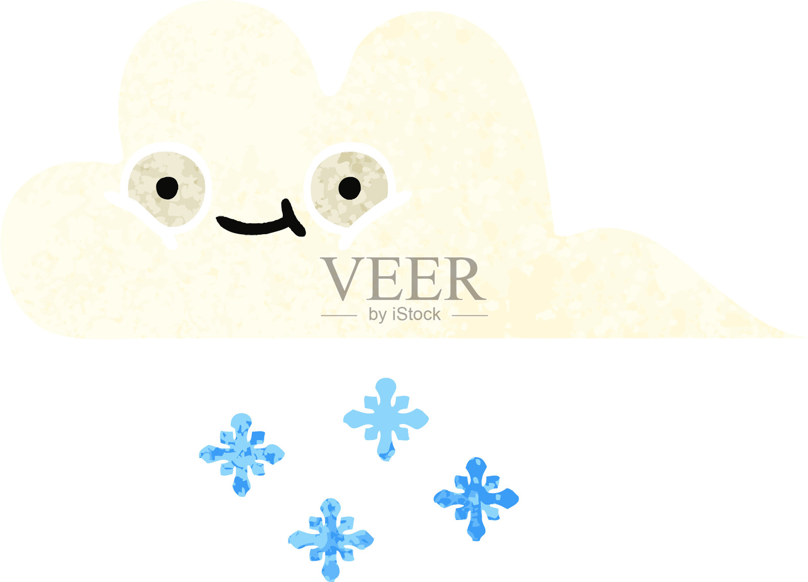 复古风格的卡通雪云插画图片素材