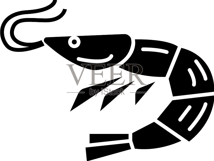 虾-海鲜图标黑色设计元素图片