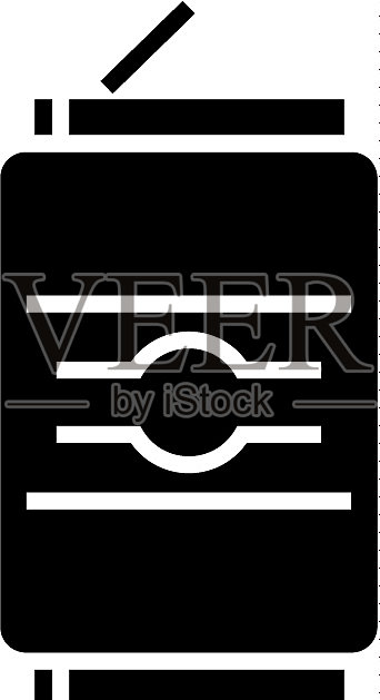 汽水罐图标上的黑色标志插画图片素材