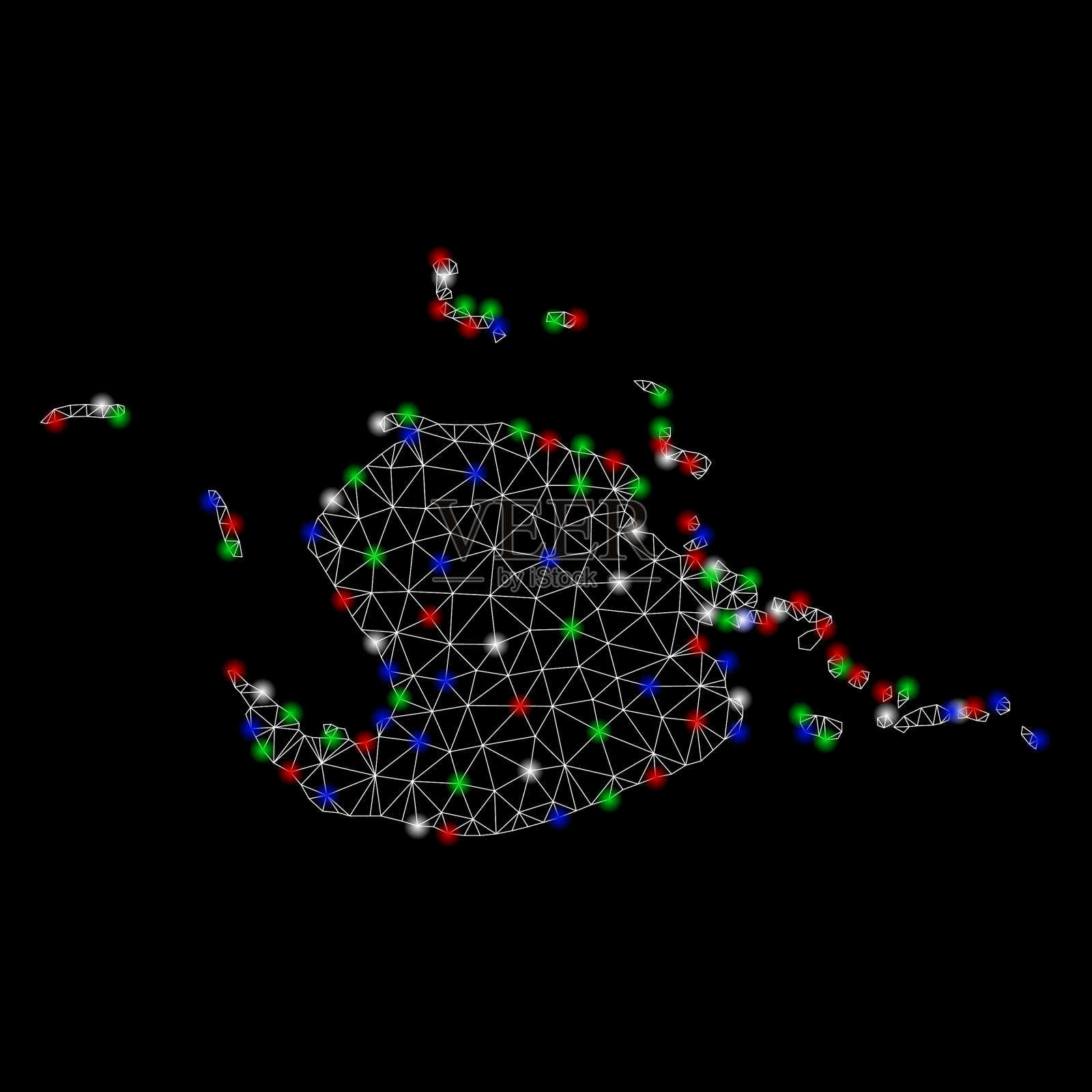 明亮的网格2d尤文图斯岛地图与光插画图片素材