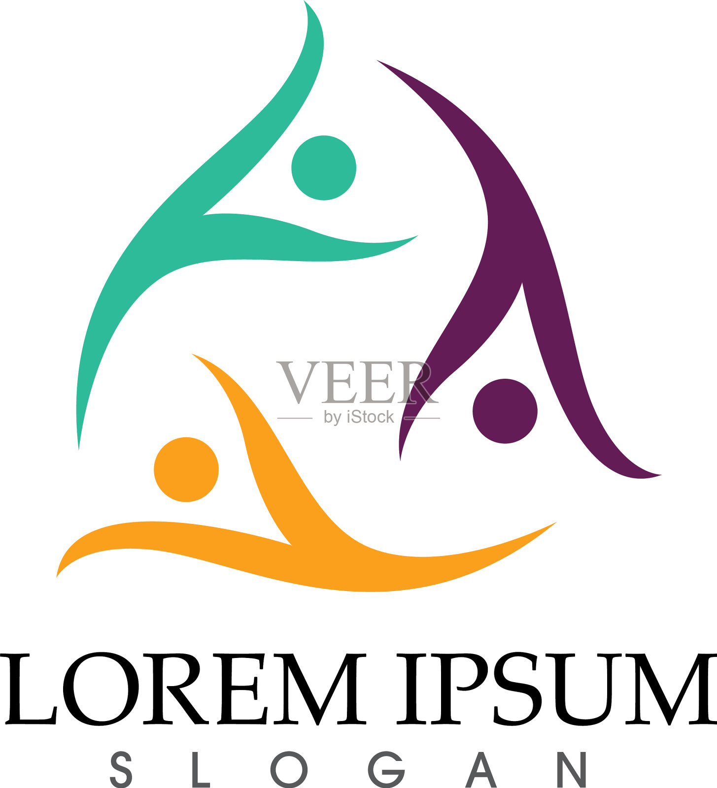 快乐的人是抽象的自然生态标志插画图片素材