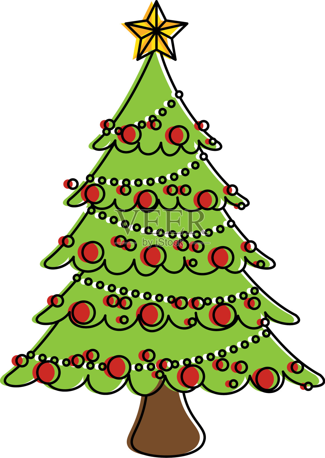 松树圣诞快乐插画图片素材