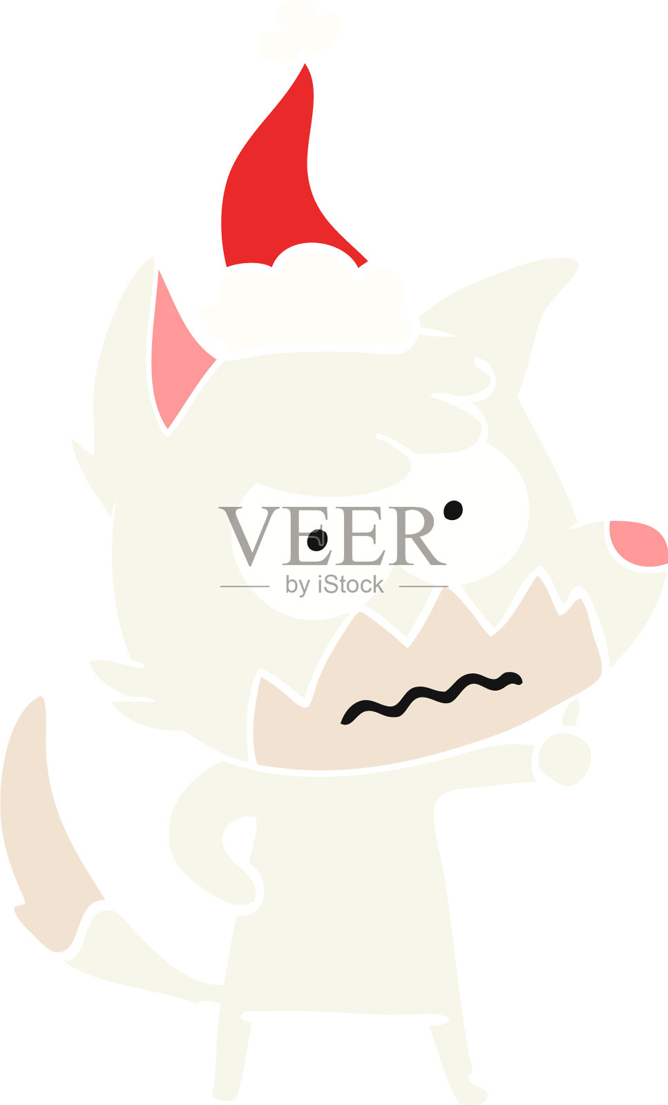 一只生气的狐狸戴着圣诞老人的帽子设计元素图片