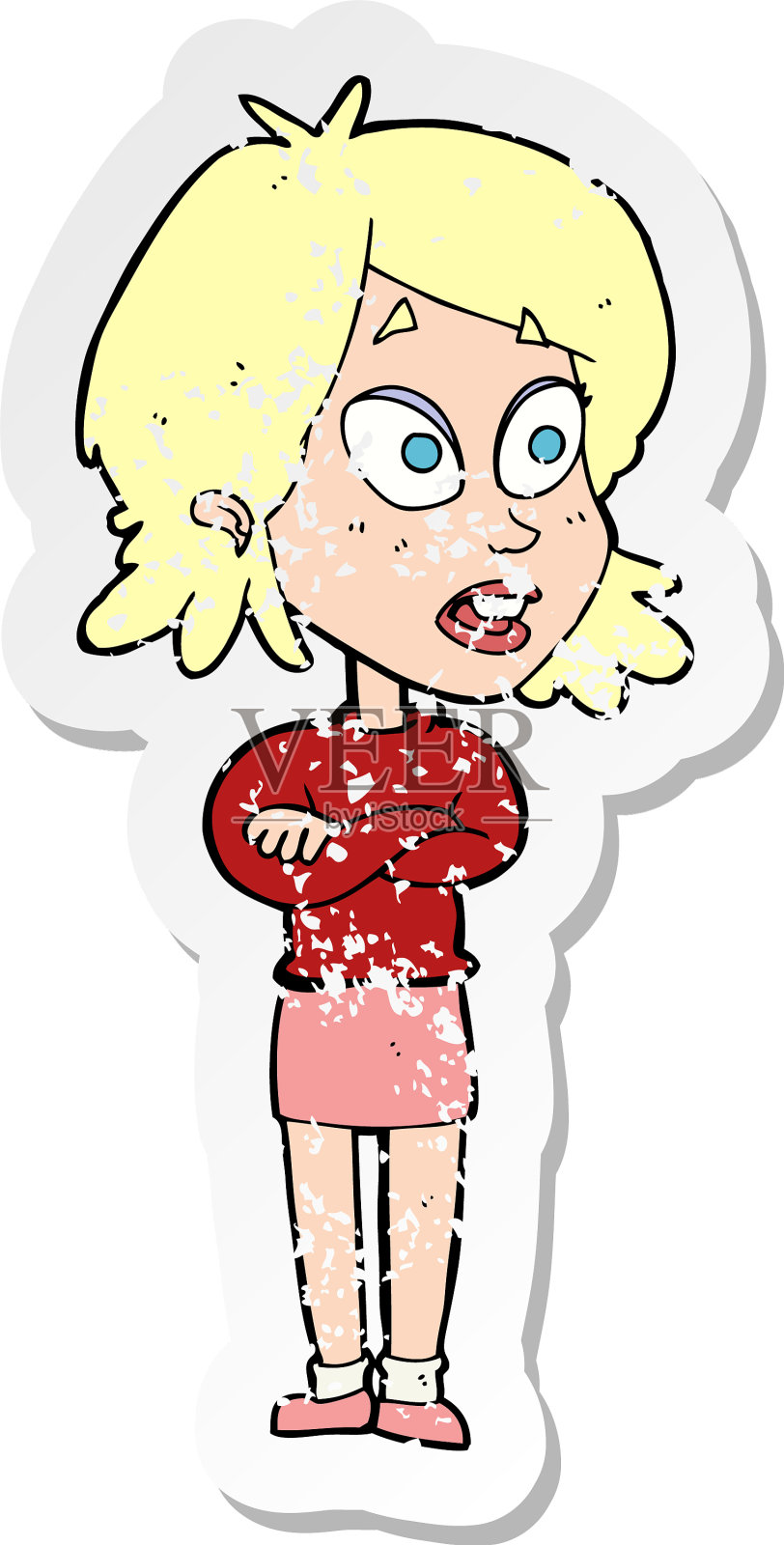 复古心疼贴纸的一个卡通惊喜设计元素图片