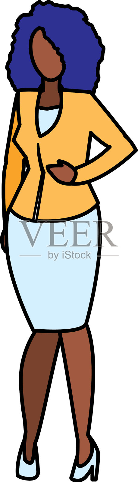 美丽而年轻的黑人女性性格设计元素图片