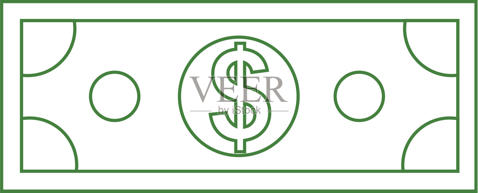 美元金钱图标模拟与线条艺术风格设计元素图片