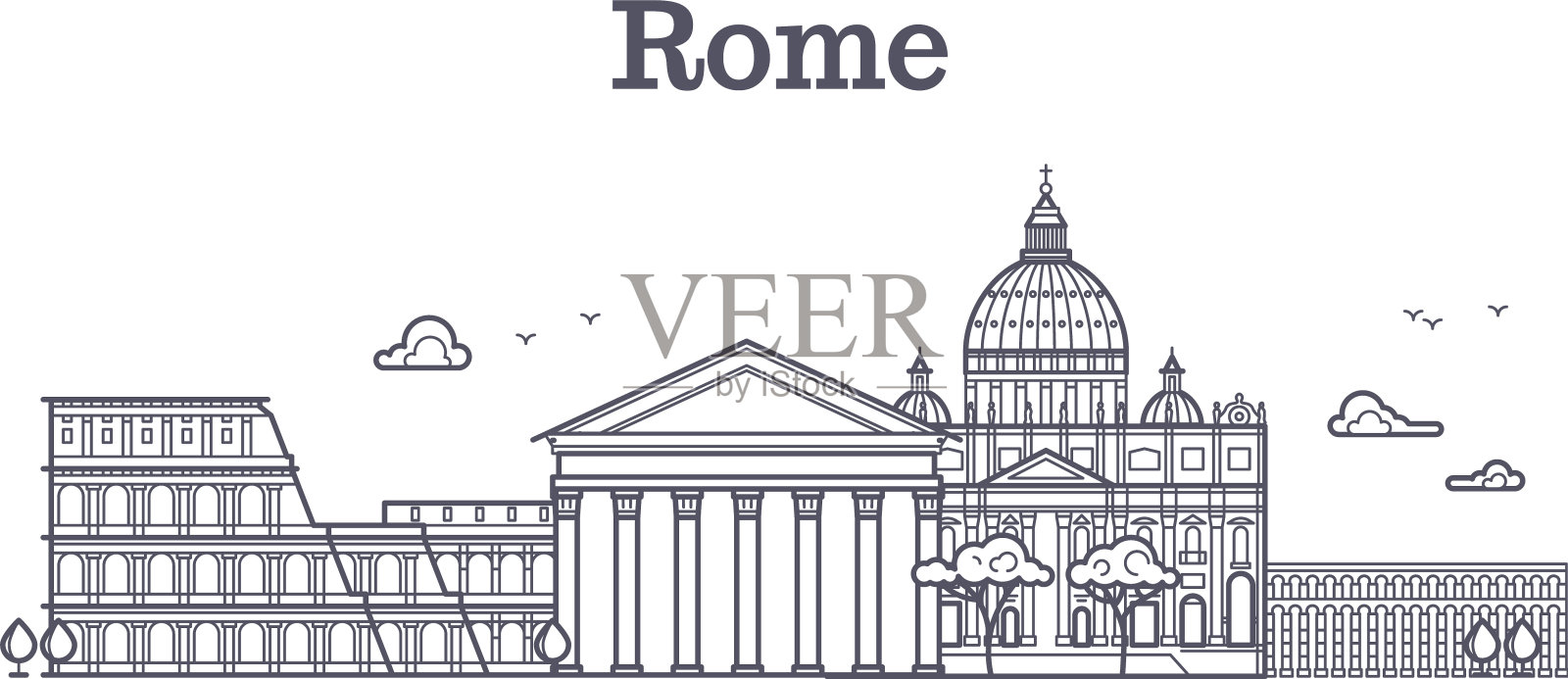 意大利罗马建筑欧洲天际线设计元素图片