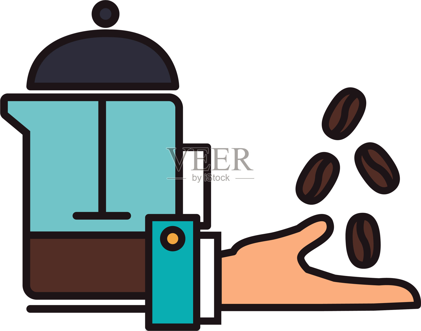 法国媒体咖啡插画图片素材