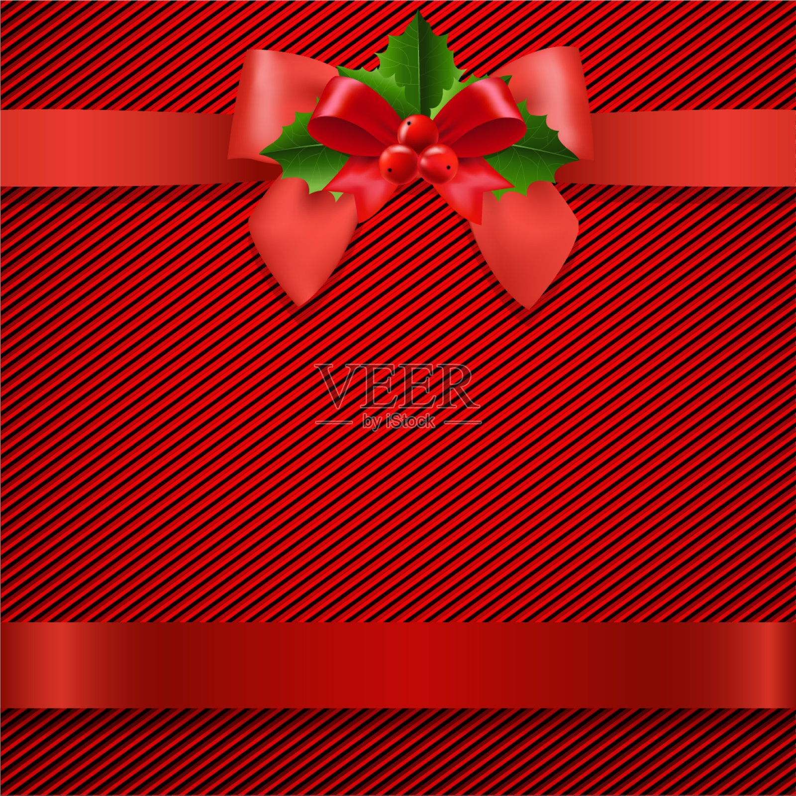 红色背景带蝴蝶结插画图片素材