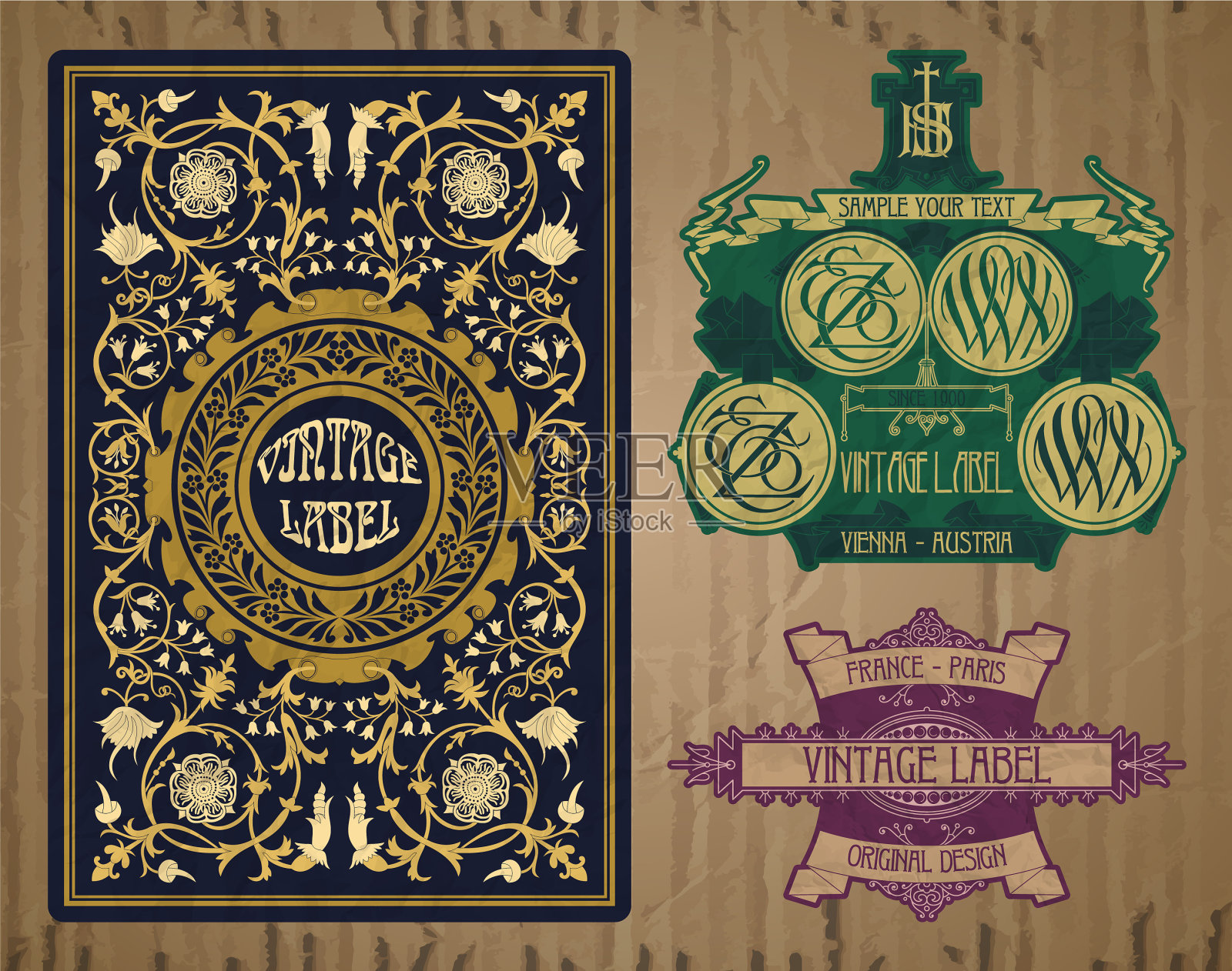 复古项目-标签新艺术插画图片素材