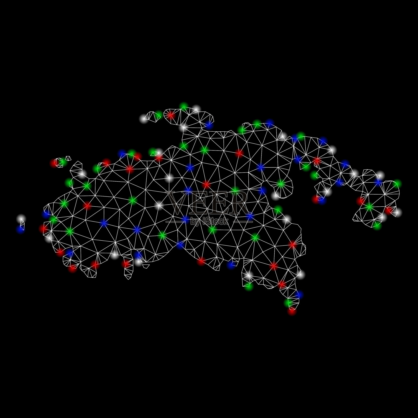 明亮的网格2d圣约翰岛地图与耀斑插画图片素材