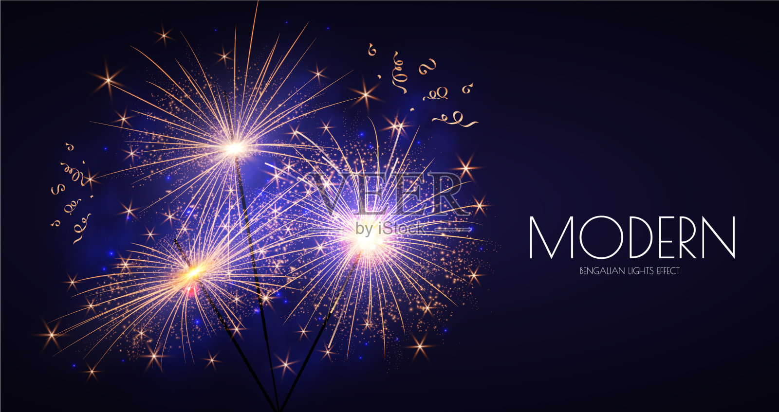 Sparcler和烟花圣诞装饰灯插画图片素材