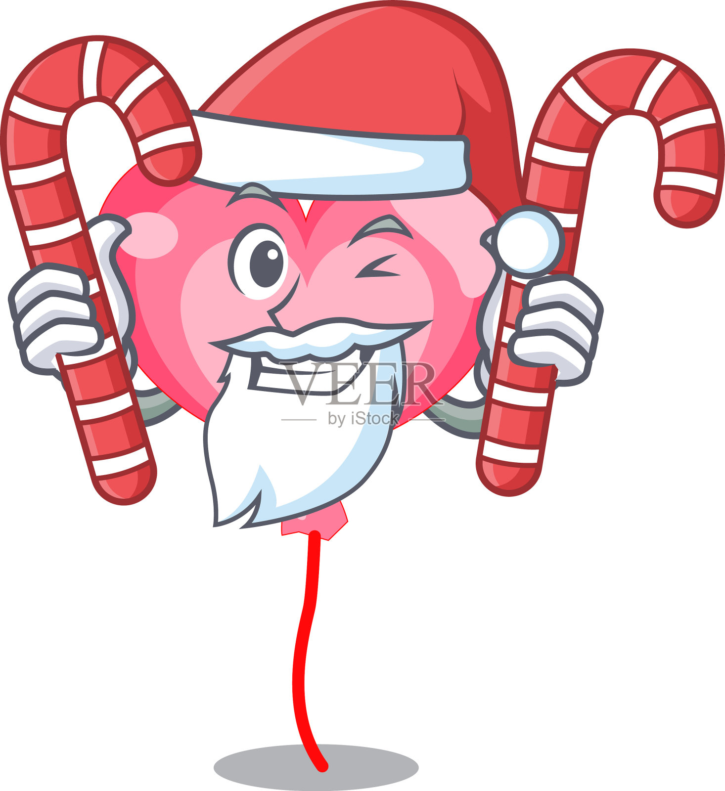 圣诞老人与糖果气球心形卡通吉祥物设计元素图片