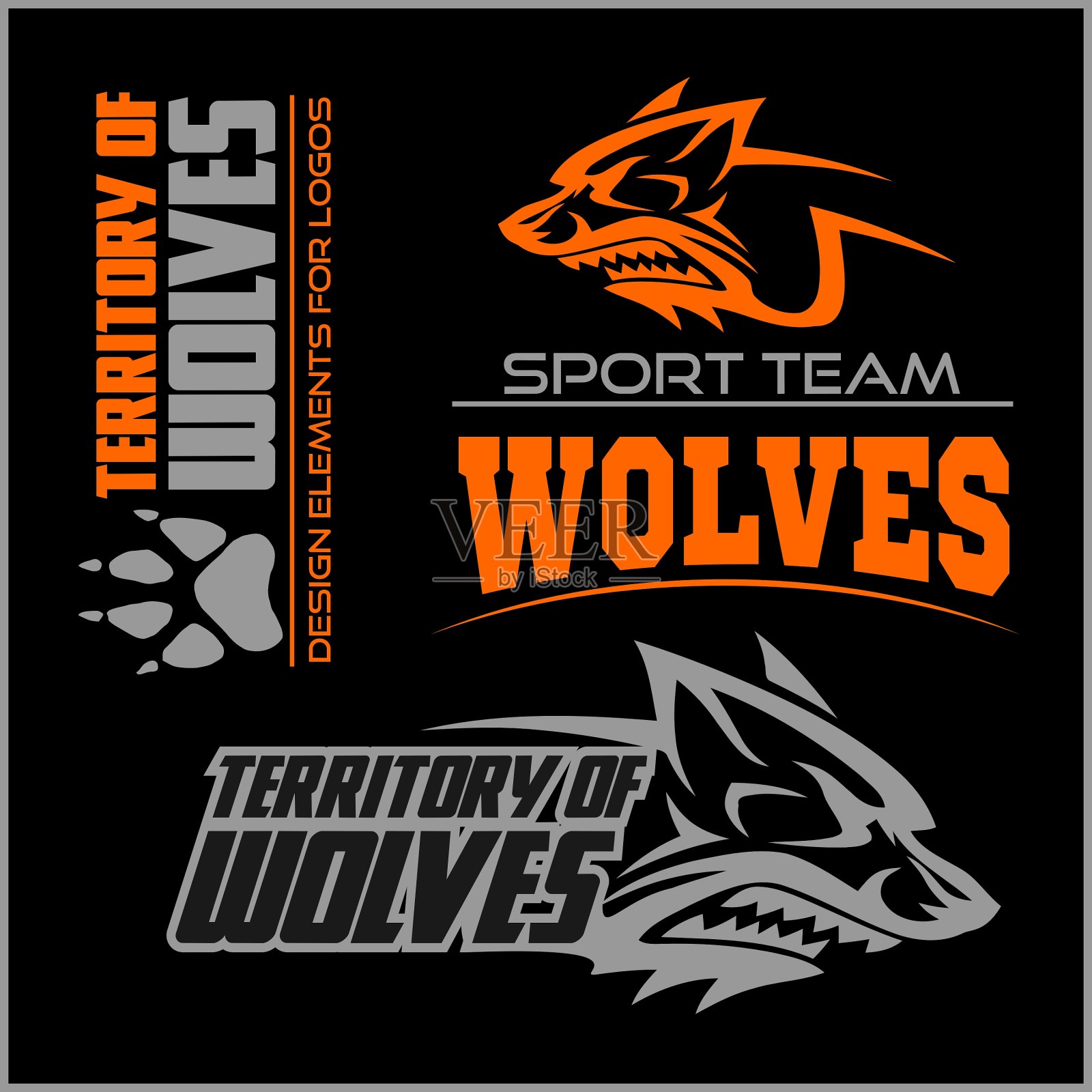 狼头象征伟大的徽章标签标志图标插画图片素材