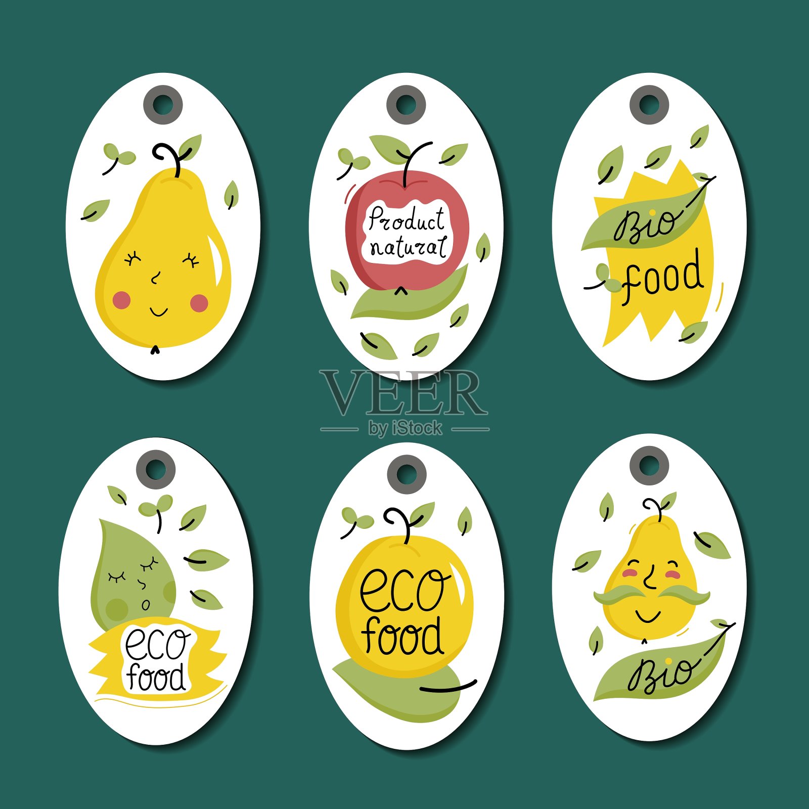 有机生态和生物食品标签设置插画图片素材