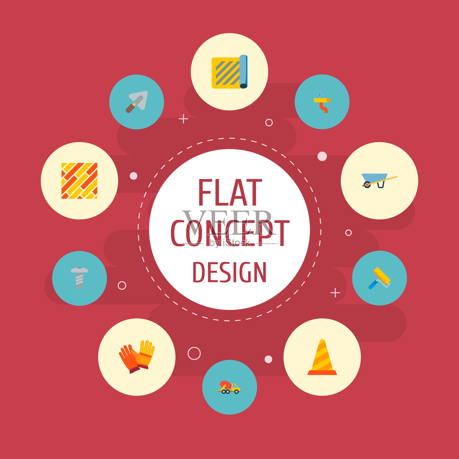 一套行业图标与扁平样式符号图标素材