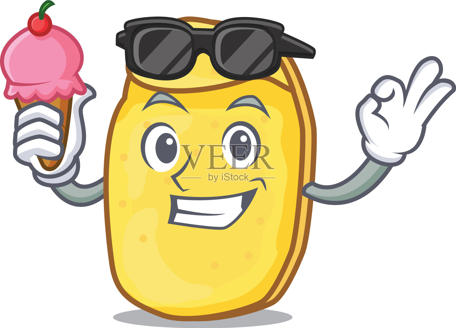 以冰淇淋薯片为卡通人物设计元素图片