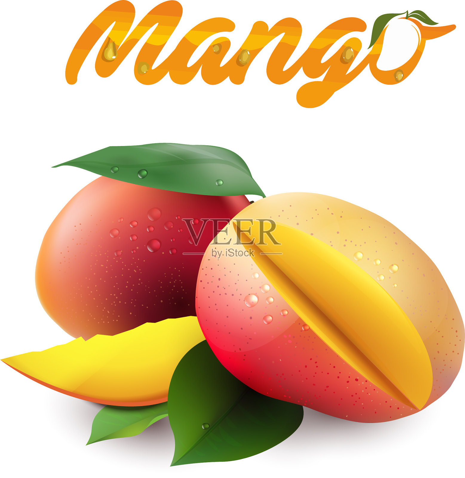 水果芒果白色的背景图像插画图片素材