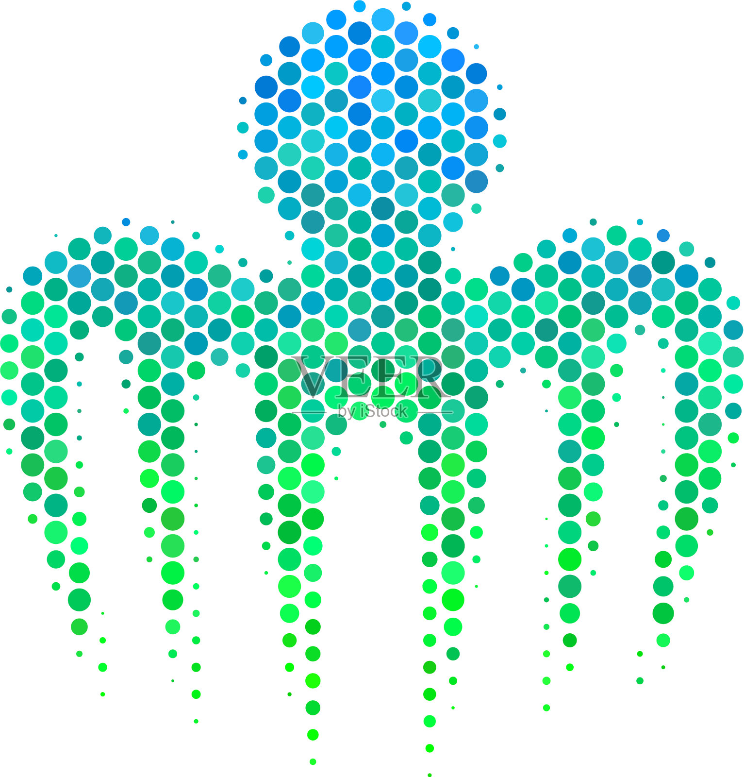 半色调蓝绿色幽灵章鱼图标插画图片素材