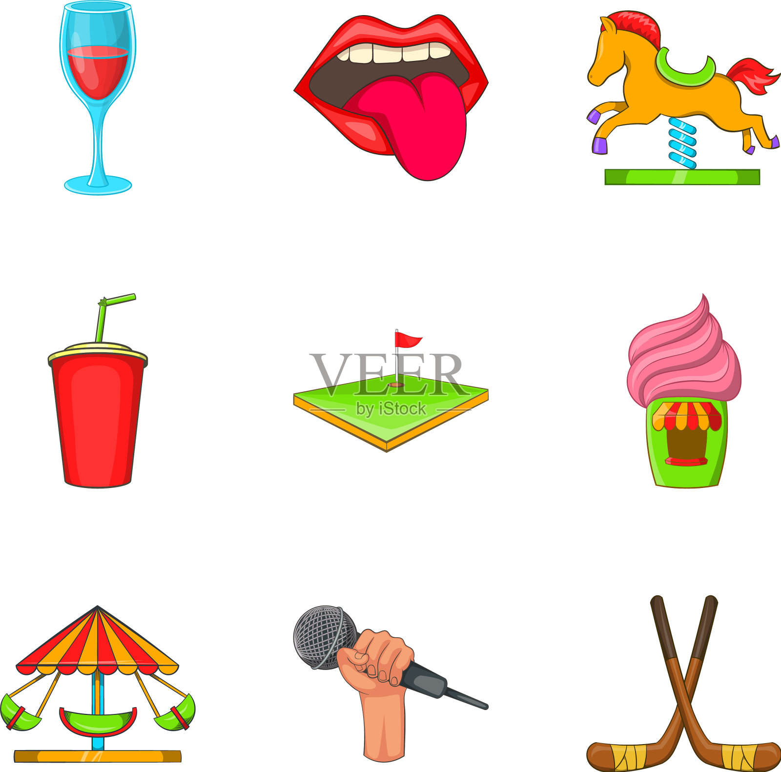 唱歌偶像设定卡通风格图标素材