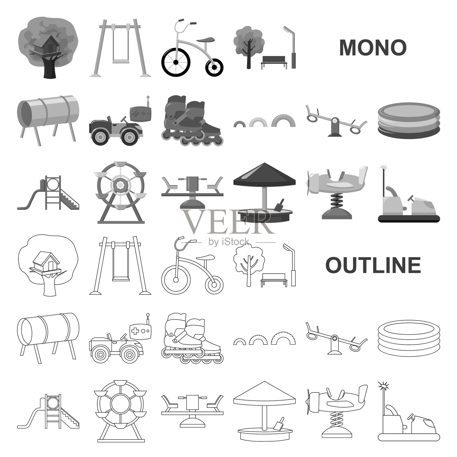 游乐场娱乐单色图标设置图标素材